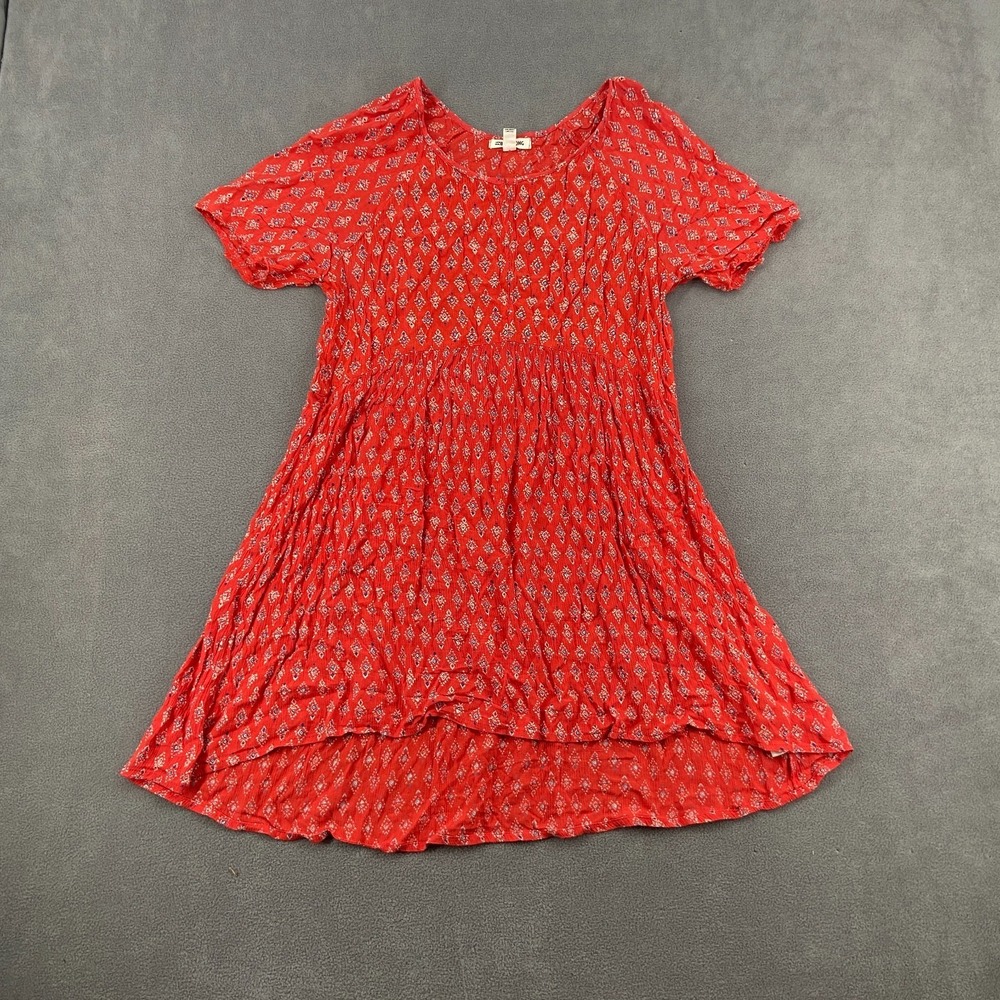 Billabong Fit &‎ Flare Mini Dress Womens Medium Red Geometric Rayon Boho Beach